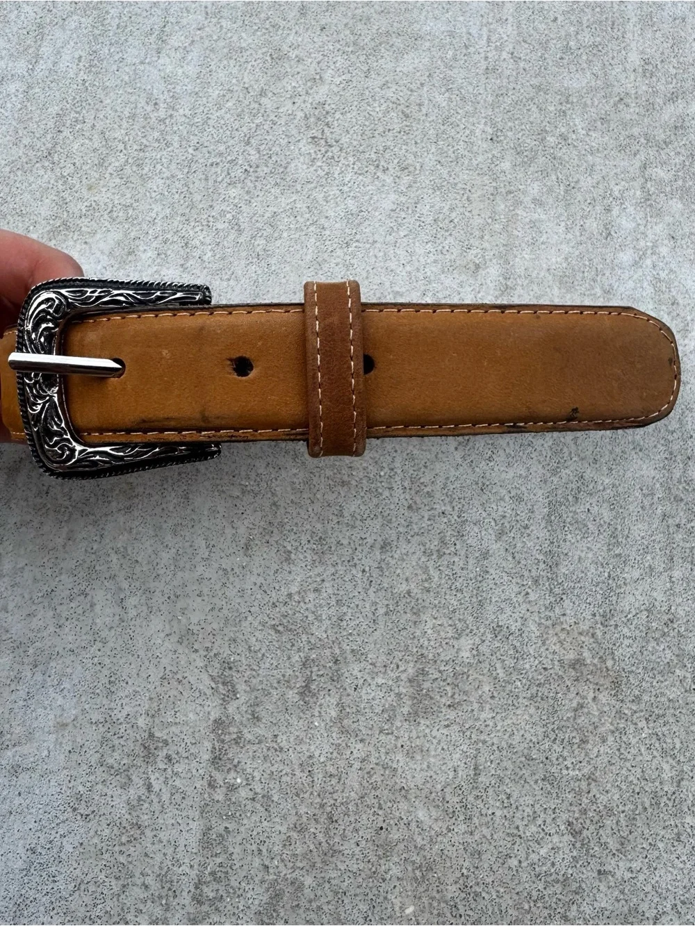 KIDS Tan Leather Belt with Silver Conchos